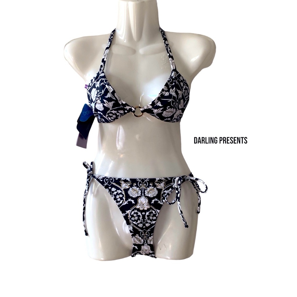 Cia Maritima Paisley Print Studded Bikini Women Color Black & White Size L
